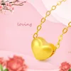 Collier coréen en or 14 carats pour femmes, bijoux de fiançailles de mariage, mat, petit amour, pendentif en forme de cœur, chaîne ras du cou, Q0531