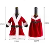 Kırmızı Noel Şarap Şişesi Kapağı Noel Elbise Şarap Şişesi Set Xmas Etek Şarap Şişesi Dekorasyon Yaratıcı Çanta HH9-3607