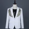 Casual Jacket med paljett Wings Black Blazer för män Slim Groom Wedding Sight Nightclub Party Stage Costume 220310
