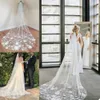 Acessórios de luxo véus de noiva Lace Flores Beads casamento Véus Custom Made nupcial Tulle Veil Wedding 3m Popular Xaile casamento