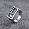 316 Rostfritt stål Retro Silver Biker Gun Pistol Ring Men's Fashion Punk Gothic Jewelry Square avlång Rektangelformar