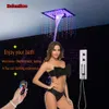 Decorazione di cristallo Bluetooth Musica Soffione doccia a soffitto Bagno Set doccia Rubinetto Miscelatore termostatico a scomparsa Sistema di altoparlanti per doccia BJ4201