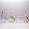 Recycler Oil Rigs Glass Bong Water Pijp Rookpijp waterpijp met gekleurde percolatoren Ingesloten 1 Bowl