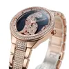 Neue 3D Cheetah Voller Diamanten Stahlband Armbanduhr Frauen Quarzuhr dame Top Marke Luxus Uhren Weibliche Wasserdichte Uhr T200420