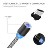 3 in 1 磁気電話ケーブル 2A LED 高速充電ナイロンブレインドコアタイプ C マイクロ USB ケーブルワイヤー Samsung Huawei Moto LG 用