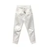 Lente zomer vrouwen katoen denim broek plus size elastische taille losse harembroek vrouwelijke casual enkellange witte jeans LJ201029