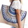 borsa da spiaggia in iuta con stampa personalizzata eco-friendly con manico in pelle