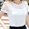 New Women Clothing Chiffon Blouse Lace Crochet Female Korean Shirts Ladies Blusas Tops Shirt White Blouses slim fit Tops H1230