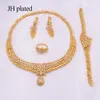 Conjuntos de joyas para las mujeres Dubai 24k Gold Color India Nigeria Regalos de boda Nigneos Pendientes Pendientes Pulsera Juego de joyería Etiopía 201215