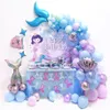 Mermaid Balloon Set 30'' Number Foil Globos 1 2 3 4 5 6 7 8 9 Years Old Little Mermaid Girl Birthday Party Props Decoration