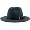 fedora hoed vrouwen mannen brede rand solid riem band vilten hoeden formele jurk bruiloft kerk zwart wit groen herfst winter vrouwen hoed