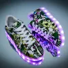 27-44 Slippers LED USB iluminados Krasovki Luminous Growing Kids Liderou Sapato crianças com tênis leve de sola sola 201113