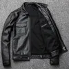Frete grátis.Genuine couro jaqueta.Winter casual casual homens negros viu roupas.qualidade plus tamanho couro casaco.54-56 Slim 201201