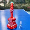 8 pouces 20 cm 3D monstre rouge verre Bong conduites d'eau narguilé recycleur Joint fumer barboteur 14mm bol