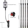 新しい車のLEDライトストリップアプリケーション制御RGBネオンライトバーがタバコライターミュージックセンサーDIYカー装飾雰囲気ライト12V