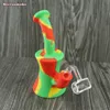 Slim Taille Design Mini Rig Tabak Siliconen Roken Water Weding Bong Siliconen Hand Bubbler Pipe Dabber Tool Rig met 13 kleuren voor Kies