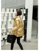 Mode court brillant Parkas femmes hiver veste manteau chaud col montant solide doux coton rembourré vestes femme 201214