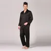 Herbst Herren Fleck Seide Pyjama Set Schlafanzug Männer Nachtwäsche Moderne Stil Seide Nachthemd Hause Männliche Satin Weiche Gemütliche Für schlafen 20211