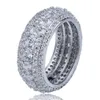 크기 7-11 힙합 5 줄 Cubic Zircon Diamond Ring Fashion Gold Silver Finger Iced Out Mens Rings Jewelry241r