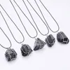 Natural Black Tourmaline Necklaces Wire Wrapped Rock Mineral Nuggets Reiki Healing Black Quartz Pendant Necklaces Femme Collier347N