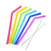 Food Grade Silicone Drinking Straws 25cm Silicone Straight Bent Straws Set with Two Brushes for Cups243a
