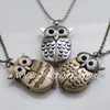 Nieuwe Quartz Vintage Openen en sluiten Owl Pocket Horloge Ketting Retro Sieraden Groothandel Trui Ketting Mode Opknoping Horloge Koper Kleur Staal