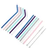 Silicone Drinking Straws Reusable Cleaner Brush Premium Quality Bent Straight Straw Birthday Celebration Wedding Party Supplies