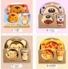 Bamboo fiber Dinnerware Sets children's tableware set grid plate creative cartoon rice bowl gift customization