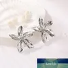 New Elegance Gold/Silver Color Big Flower Drop Dangle Earring Trendy Metal Floral Party Jewelry Pendientes for Women Gifts