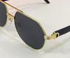 Occhiali da sole pilota vintage Legno dorato Lente grigio scuro Uomo Sport Wrap Occhiali da sole Gafas de sol 0272 Parasole Protezione UV con scatola