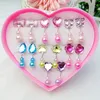 7 pary Kolczyki Dziewczyny Faux Pearl Ear Clip Non Piercing Księżniczka Biżuteria Dangle Storage Box