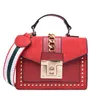 Pequenas bolsas de moda bolsas de ombro para mulheres geados pu rebelamento de couro flap senhoras saco crossbody vermelho marrom