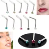 Fashion Trendy Nose Rings Body Piercing Jewelry Stainless Steel Set auger Bent Nose Ring Earring Studs 1.8mm