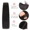 Clip In Human Hair Extensions Straight Double Weft Naturlig Svart Färg 7Pieces / Set 120gram / Pack