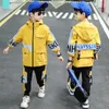 Boy Clothing Boys Spring Sets 2020 Новая молодежная осенняя спортивная одежда с ветропроницаемыми брюками с капюшоном Big Boy Kids Reflective 2 PCS SET4892601