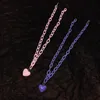 Cute Acrylic Link Chain Harajuku love Purple Pink heart Necklace Lovely Hip Hop Party Punk Friends Pendant Choker Jewelry