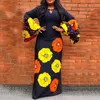 African Loose Women Plus Size Flare Sleeve Floral Print A-Line Dress Long Maxi Female Dresses Robe Vestiods Elegant LJ200818