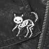 Cat Skeleton Enamel Pins Punk Glitter Dark Cat Badge Brooch Bag Clothes Lapel pin Funny Animal Jewelry Gift for Friends2098461