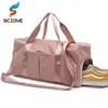 Outdoor Waterproof Nylon Sports Gym Bags Men Women Training Fitness Travel Handbag Yoga Mat Sport Bag with shoes Compartment Q0113