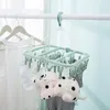 32 Clips Drying Rack Sock Holder Portable Windproof Towel Folding Cloth Hanger Rack Clothespin Wardrobe Storage Cloth Hangers T200605