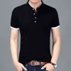 2021 Zomer Nieuwe Modemerk Kleding Tshirt Mannen Effen Kleur Slim Fit Korte Mouw T-shirt Mannen Mandarijn Kraag Casual T-shirts G1229