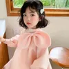 Baby Girl Princess Big Bow Dress Long Sleeve Infant Toddler Vintage Vestido Party Pageant Birthday Clothes 1-10Y 211231