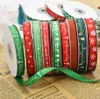 25 Yards 10mm Christmas Ribbon Printed Grosgrain Ribbons for Gift Wrapping Wedding Decoration Hair Bows DIY Free Shipping