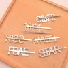 15 Stile Silber Gold Buchstabe Wort Strass Kristall Haarnadel Haarspange Haarspange Haarspange Griffnadel Haarspange Ornament Haarschmuck8386788