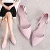 Summer Korean Style Fashion Breathable Pointed Toe Women Beach Sandals Buckle Flat Heels Cover Heel Lady Jelly Shoes 0518 Y2003267808165