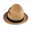 Fedora Jazz Hats Imitation Woolen Cloth Men Men Caps Gentleman Formal Warping Brim Bow Chicken Chicken Trilby Hat9769898