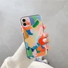 För iPhone 12 Pro Max telefonfall Fashion Rainbow Graffiti Soft TPU Protective Case Cover för iPhone 11 XS max 8 7 Plus