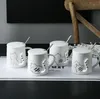 Tazza creativa in ceramica con coda di gatto con cucchiaio, tazze d'acqua carine, tazze da caffè personalizzate