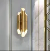 Nordic Luksusowy Lampa ścienna Bambusa Post-Nowoczesny Minimalistyczny Złoty Lampa Wall Hotel Living Creative Light 110V-240V