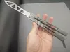 balisong cinza AB D2 canal titânio punho borboleta treinador treinamento faca sistema de bucha Artesanato Coleção de artes marciais knvies